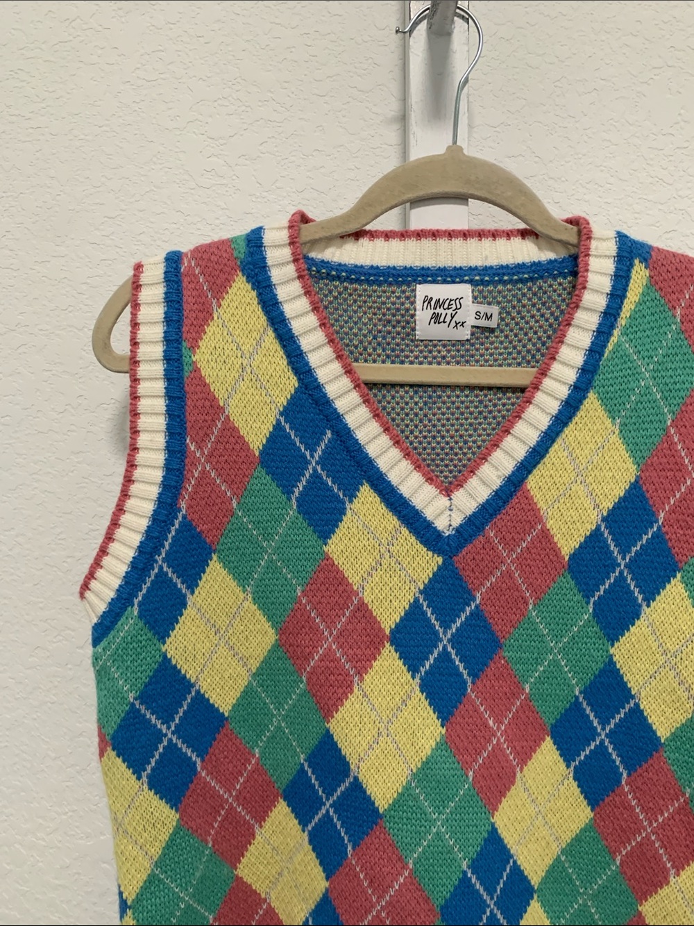 Princess Polly Colorful Argyle Knit V Neck Sweater Vest - Picture 3 of 7